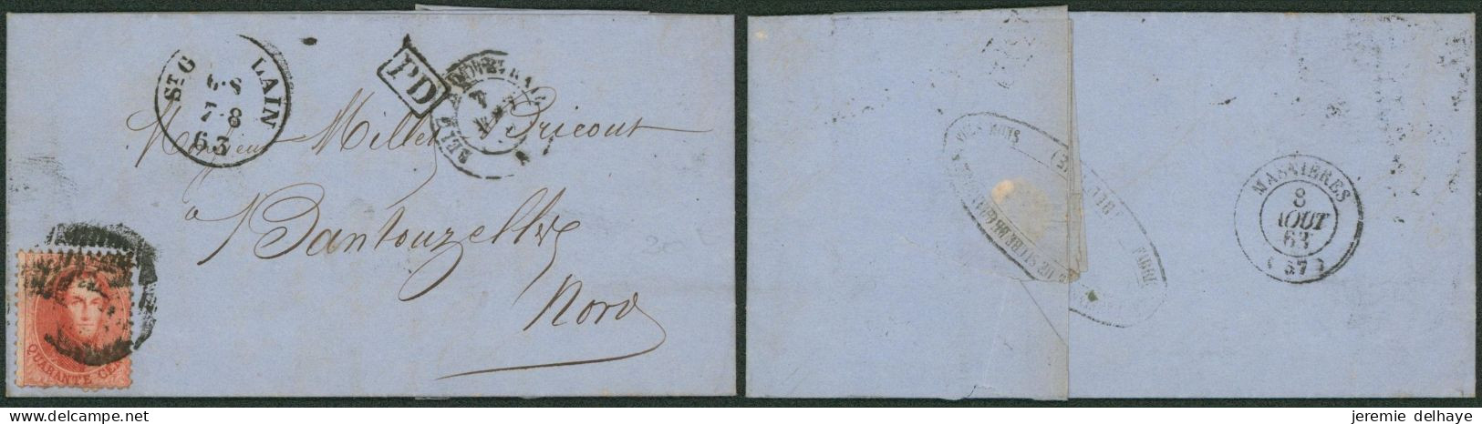 Médaillon Dentelé - N°16 Sur LAC Obl P103 çàd St-Ghislain (1863) > France / Fabrique Et Raffinerie De Sucre, Grand Hornu - 1863-1864 Medaillons (13/16)