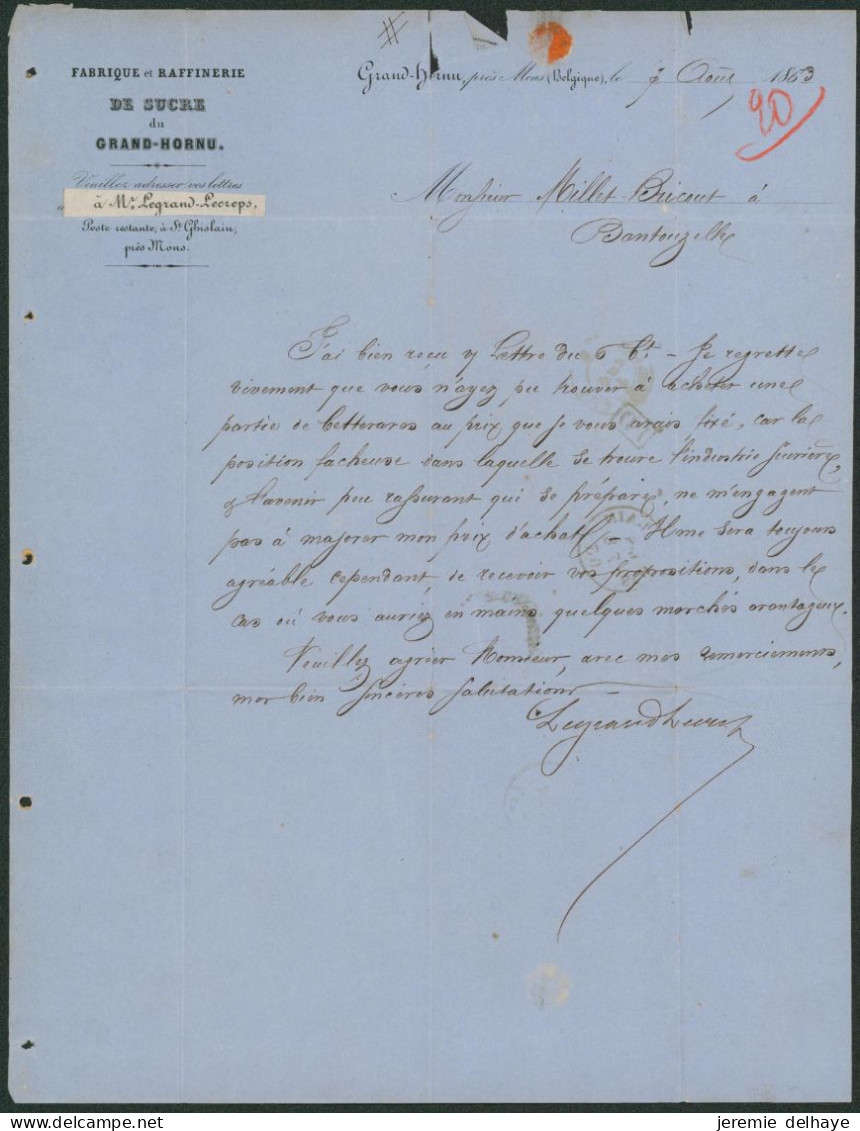 Médaillon Dentelé - N°16 Sur LAC Obl P103 çàd St-Ghislain (1863) > France / Fabrique Et Raffinerie De Sucre, Grand Hornu - 1863-1864 Medallones (13/16)