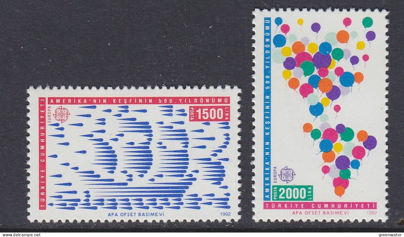 Europa Cept 1992 Turkey 2v  ** Mnh (59601B) - 1992