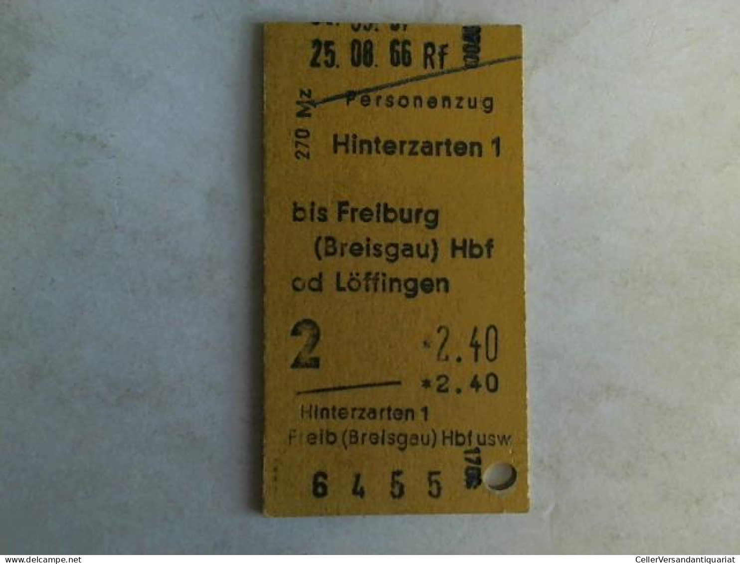 Fahrkarte Personenzug Hinterzarten 1 Bis Freiburg (Breisgau) Hbf Od Löffingen Von (Eisenbahn-Fahrkarte) - Ohne Zuordnung