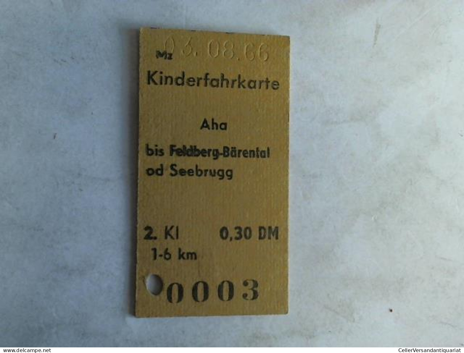 Kinderfahrkarte Aha Bis Feldberg-Bärental Od Seebrugg. 2. Klasse Von (Eisenbahn-Fahrkarte) - Non Classificati