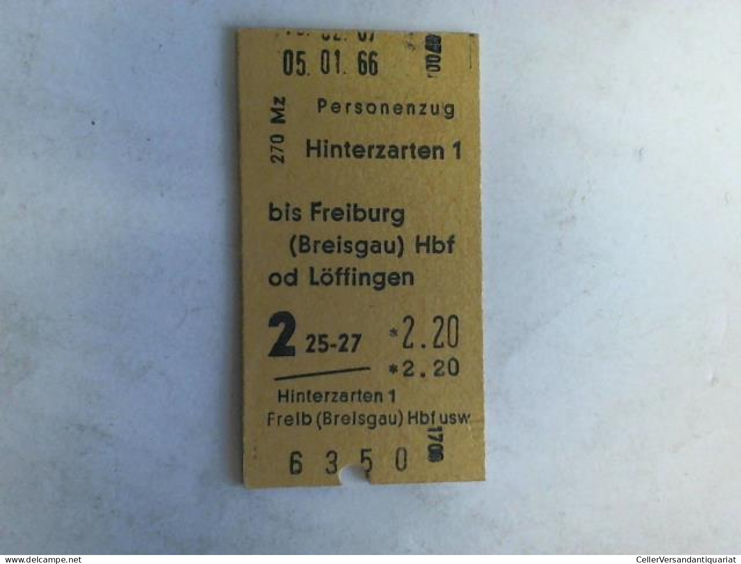 Fahrkarte Personenzug Hinterzarten 1 Bis Freiburg (Breisgau) Hbf Od Löffingen Von (Eisenbahn-Fahrkarte) - Non Classificati