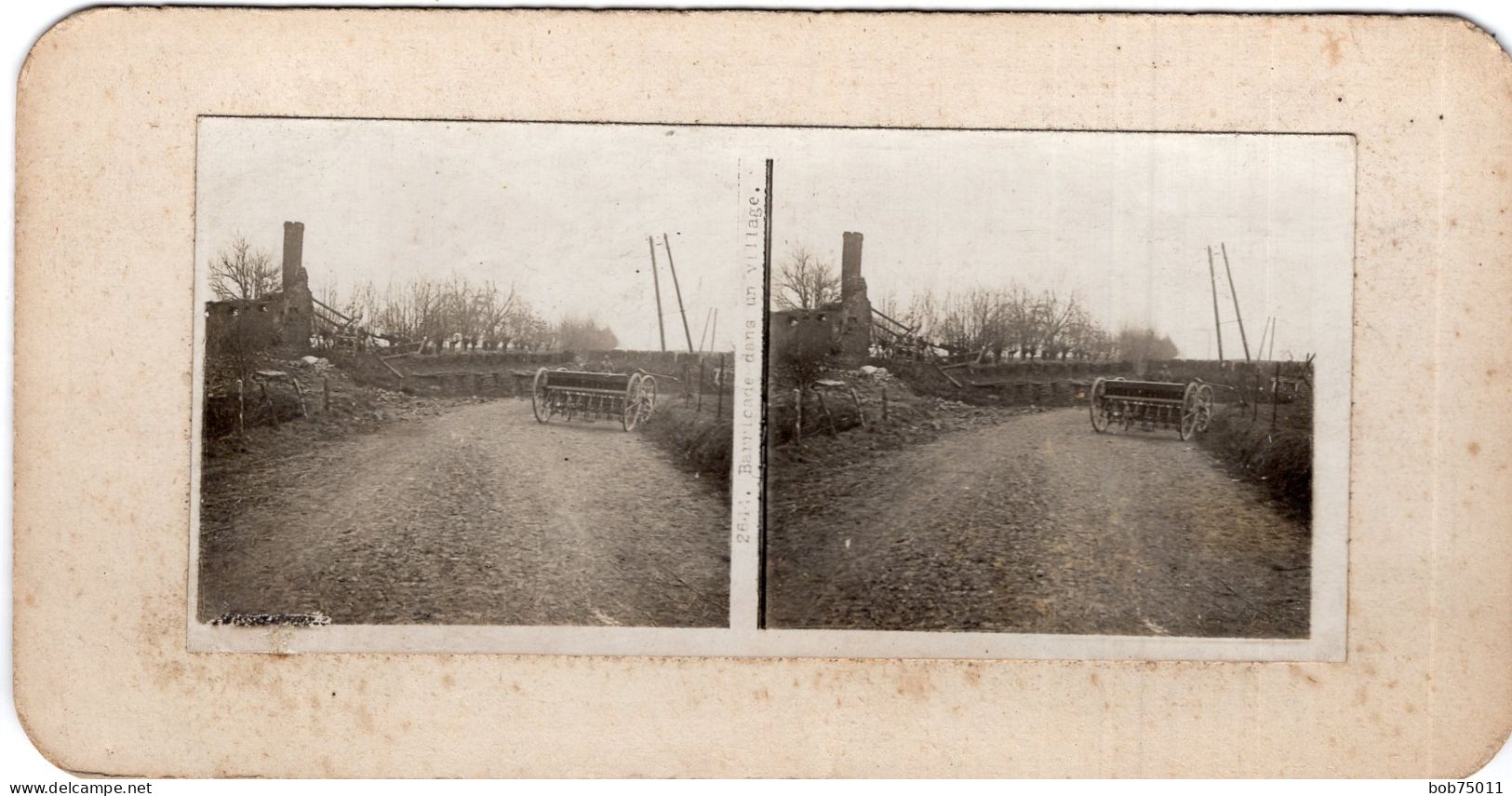 Photo Stéreoscopique , Barricade Dans Un Village - 1914-18