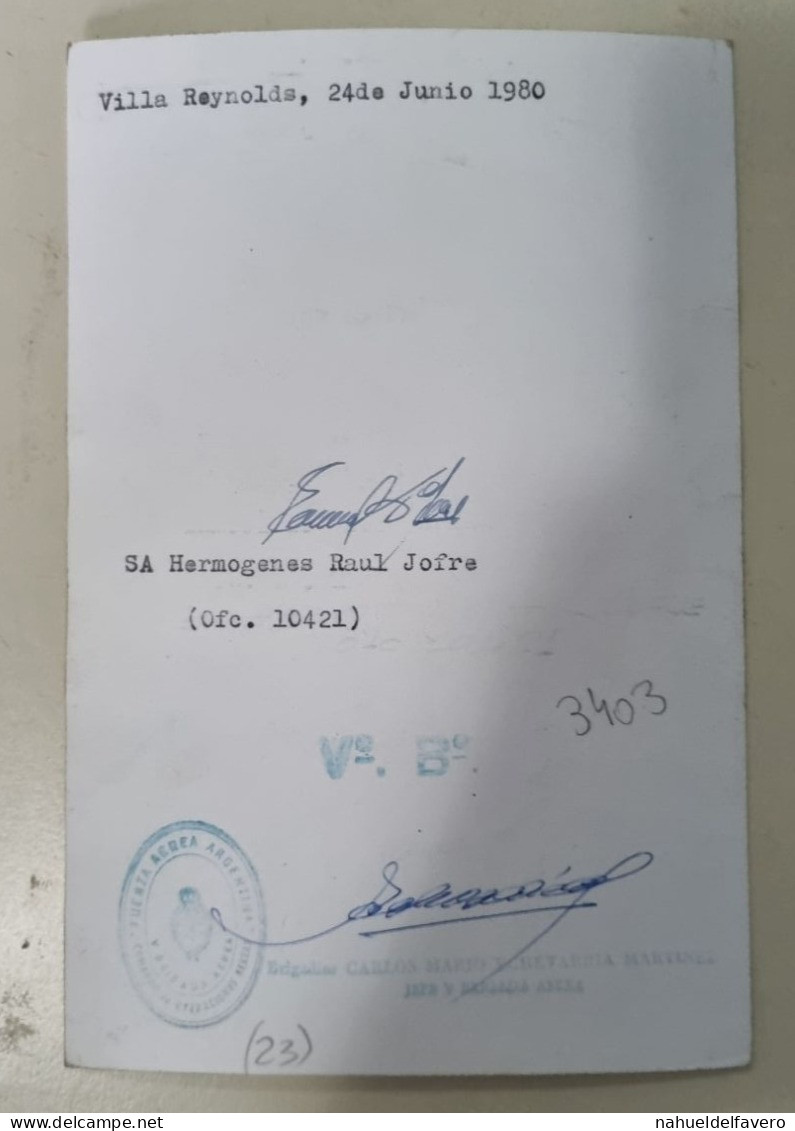 PH - Ph Original - 11,5 X 17.5 Cm - FUERZA AEREA ARGENTINA - FOTO PERFIL OFICIAL Y FIRMA SA - 1980 - Guerra, Militares