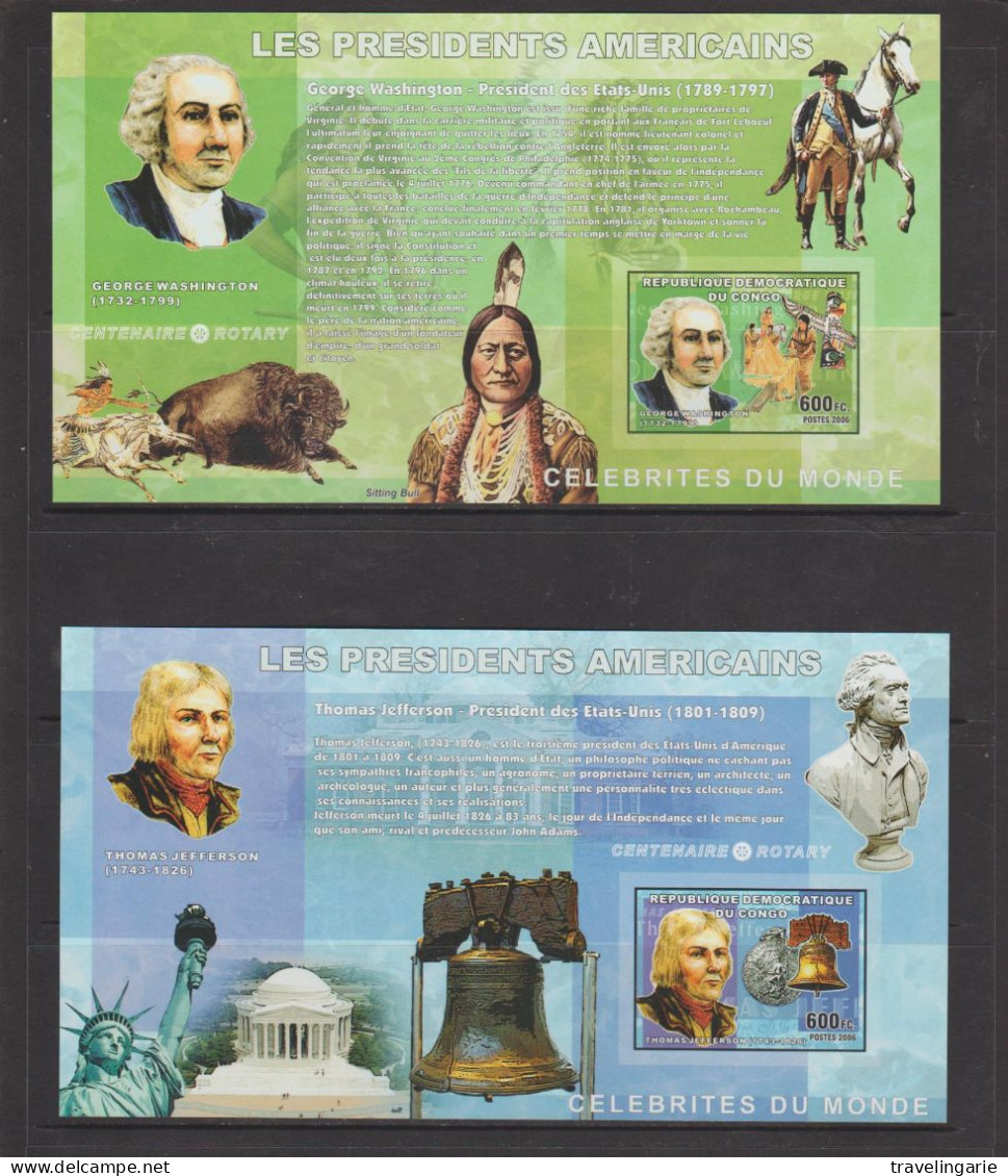 Democratic Republic Of Congo 2006 American Presidents / Rotary S/S Set Of 4 IMPERFORATE MNH ** - Ongebruikt