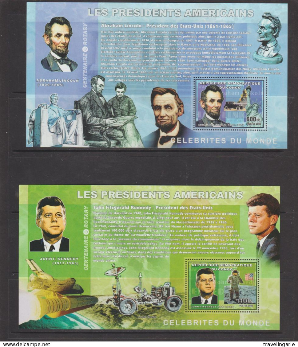 Democratic Republic Of Congo 2006 American Presidents / Rotary S/S Set Of 4 IMPERFORATE MNH ** - Mint/hinged