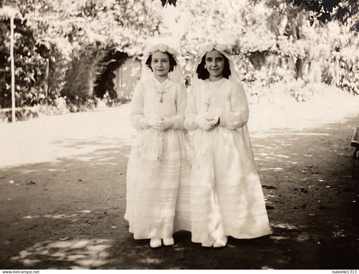 PHOTO SNAPSHOT 1930 Cannes Institut Institution Sainte-Marie. Procession Fille En Communiante - Personas Anónimos