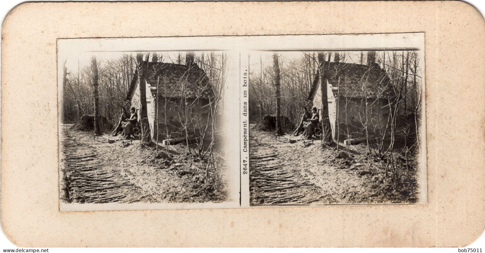 Photo Stéreoscopique , Campement Dans Un Bois - 1914-18
