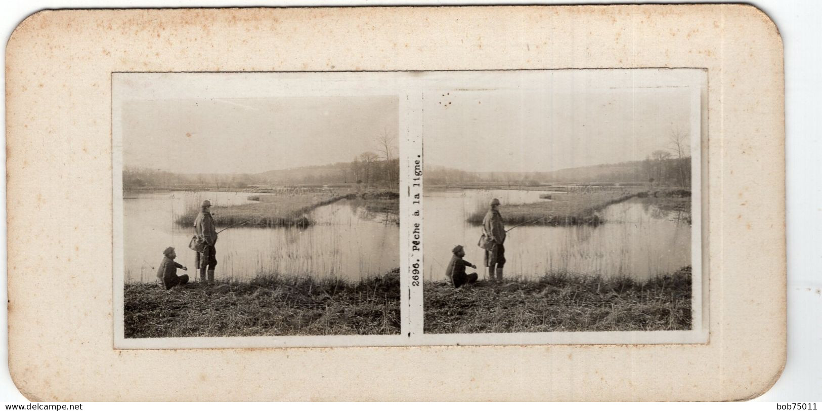 Photo Stéreoscopique , Peche A La Ligne - 1914-18