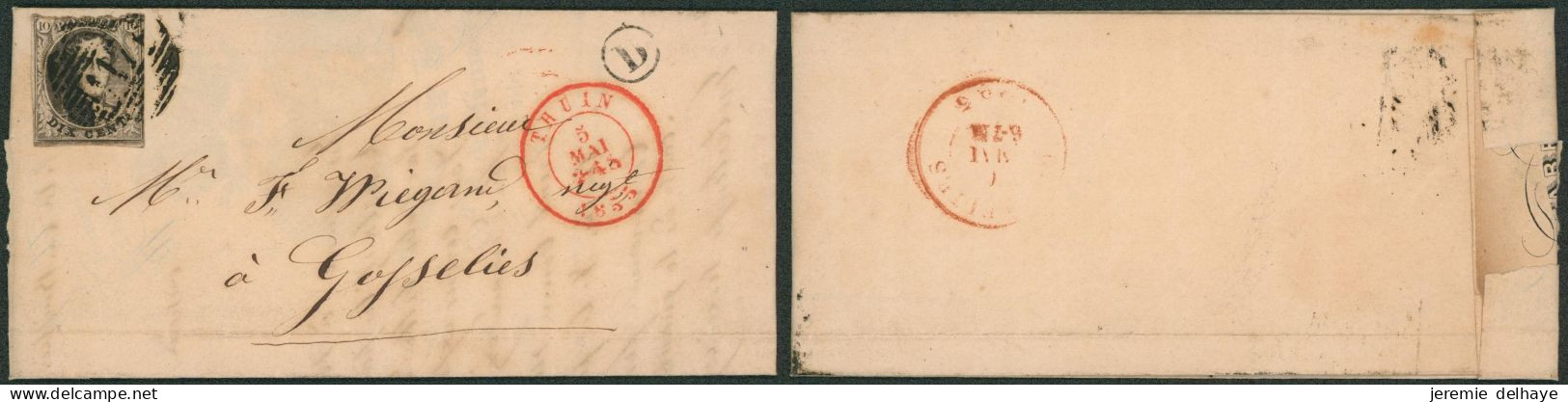 N°6 Touché Sur LAC Obl P117 çàd Thuin (1855) + Boite Rurale "D" (Sart La Buissière, Boufioulx ?) > Gosselies / Fabrique - 1851-1857 Medallions (6/8)