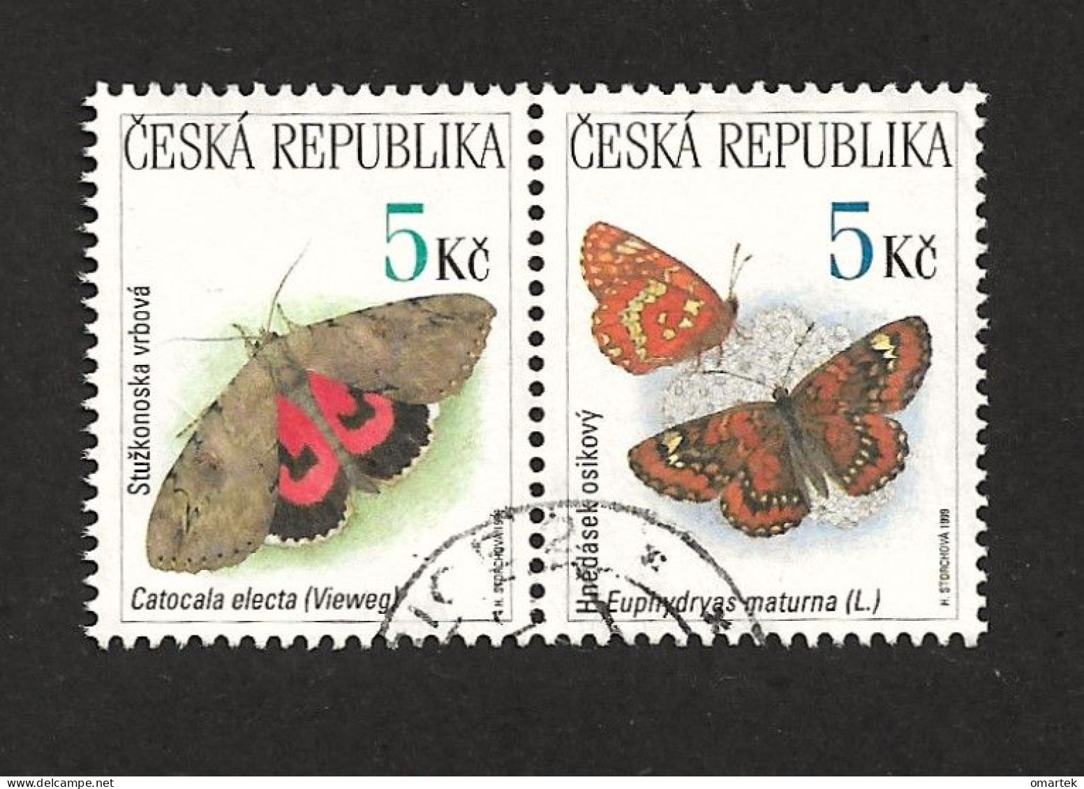 Czech Republic 1999 ⊙ Mi 209, 210 Sc 3083, 3084 Butterflies, Schmetterling. Tschechische Republik - Gebruikt