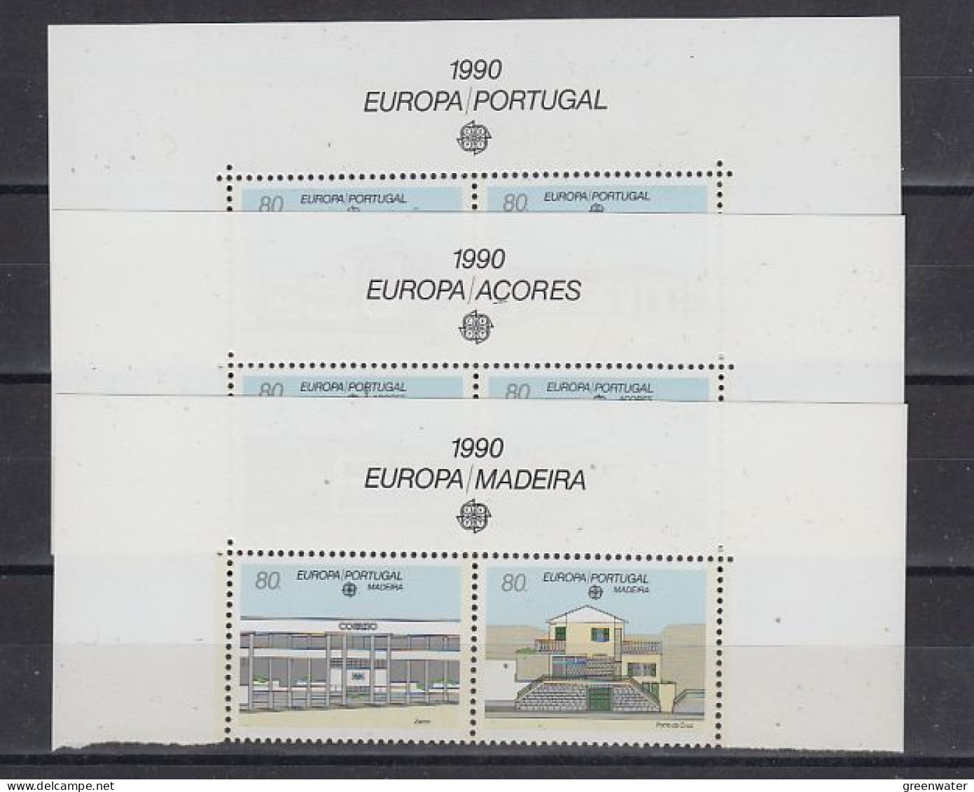 Europa Cept 1990 Portugal, Azores, Madeira 3x2v ** Mnh (59604) ROCK BOTTOM - 1990