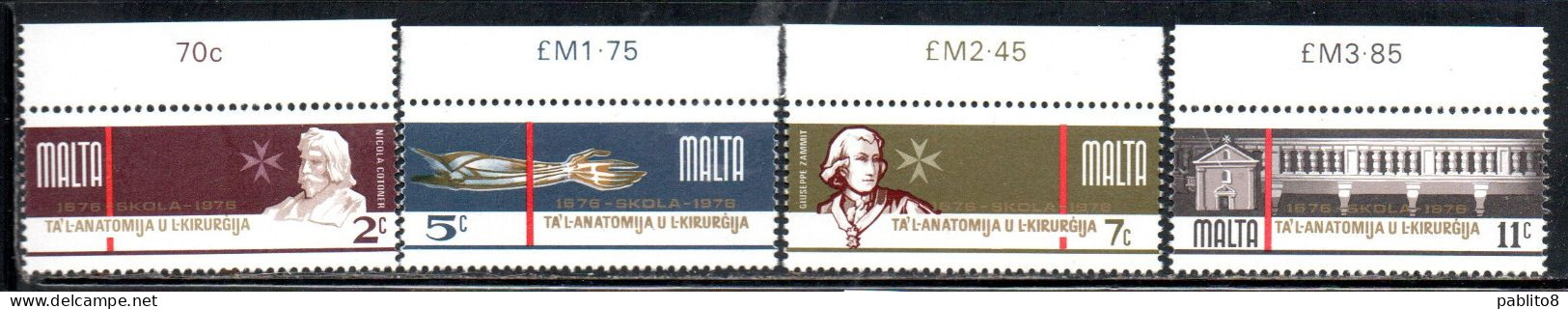 MALTA 1976 SCHOOL OF ANATOMY AND SURGERY SCUOLA DI ANATOMIA E CHIRURGIA COMPLETE SET SERIE COMPLETA MNH - Malta