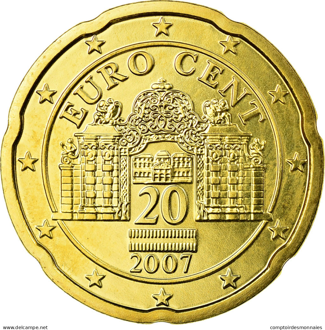 Autriche, 20 Euro Cent, 2007, SPL, Laiton, KM:3086 - Austria