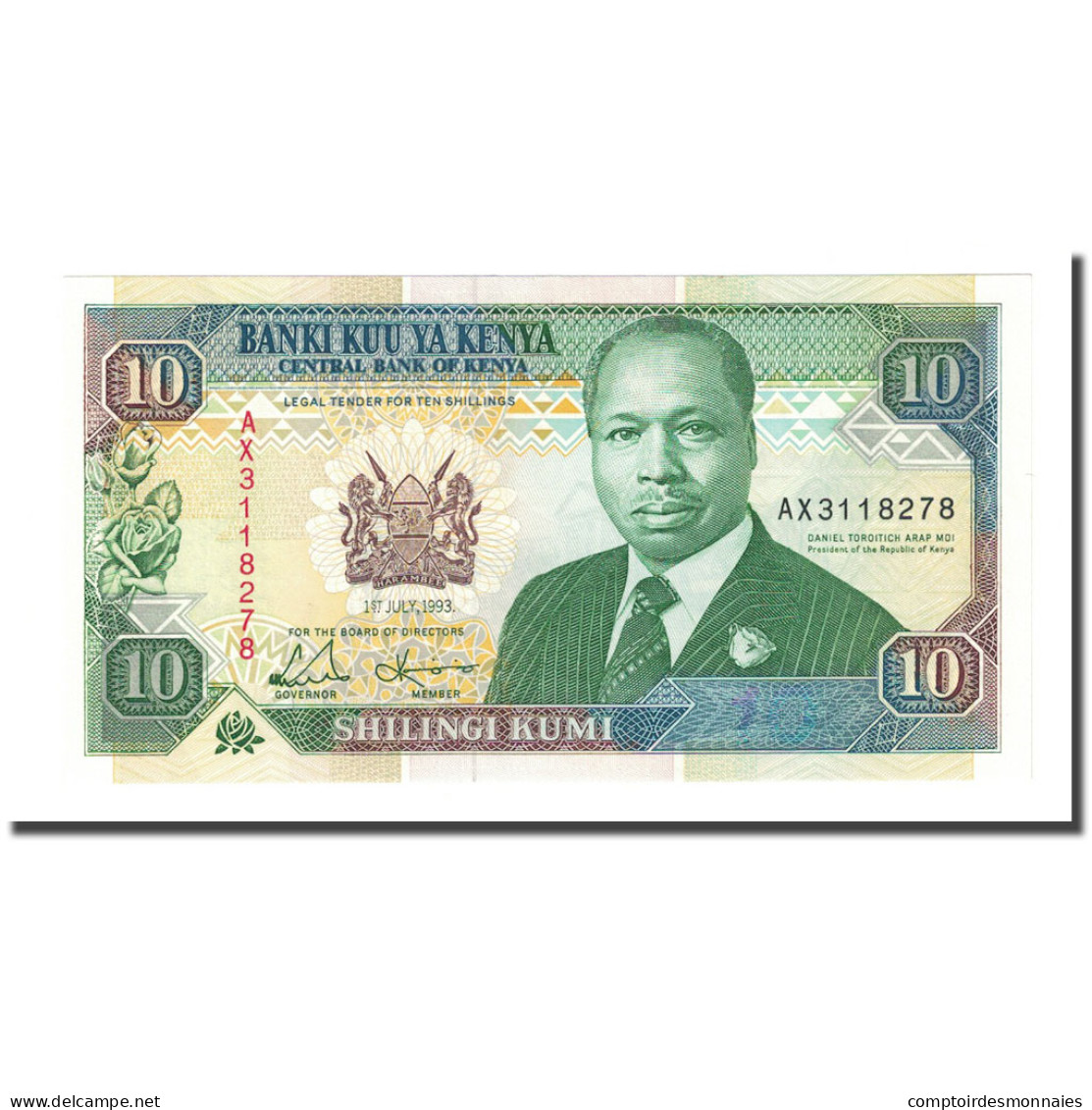 Billet, Kenya, 10 Shillings, 1993-07-01, KM:24e, NEUF - Kenya