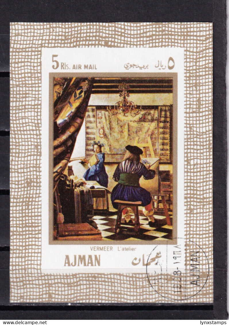 LI07 Ajman 1968 Airmail - European Paintings Used Mini Sheet - Ajman
