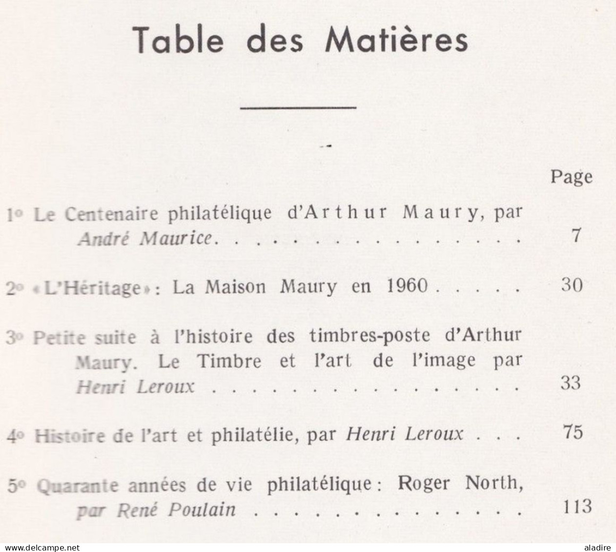 1960 - Leroux, Maurice, North & Poulain - Le Centenaire De La Maison Maury - ARTHUR MAURY, Une Vie - Philatelie Und Postgeschichte