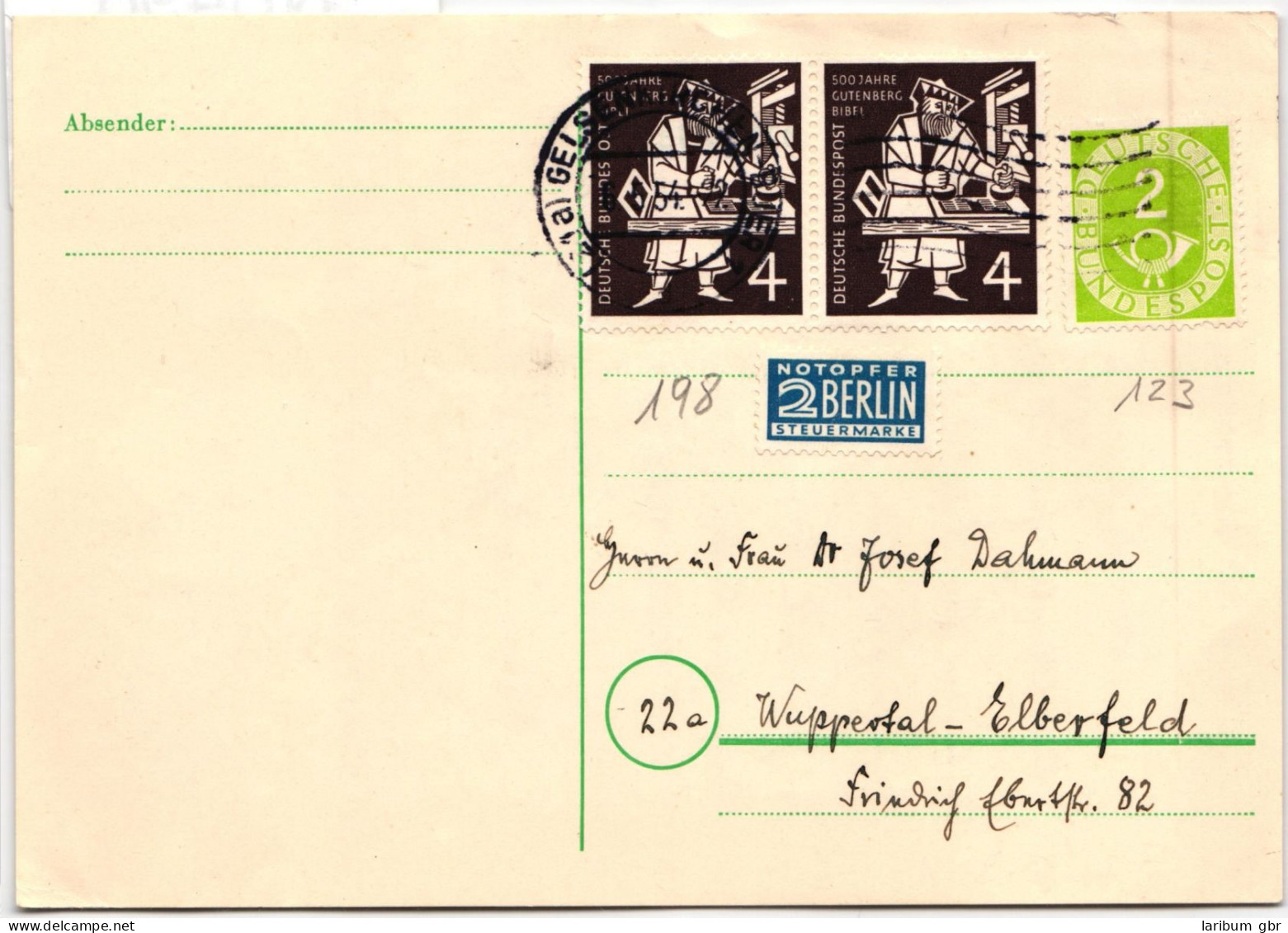 BRD Bund 123, 128 Auf Postkarte Portogerecht, 193 Als Paar #NB496 - Andere & Zonder Classificatie