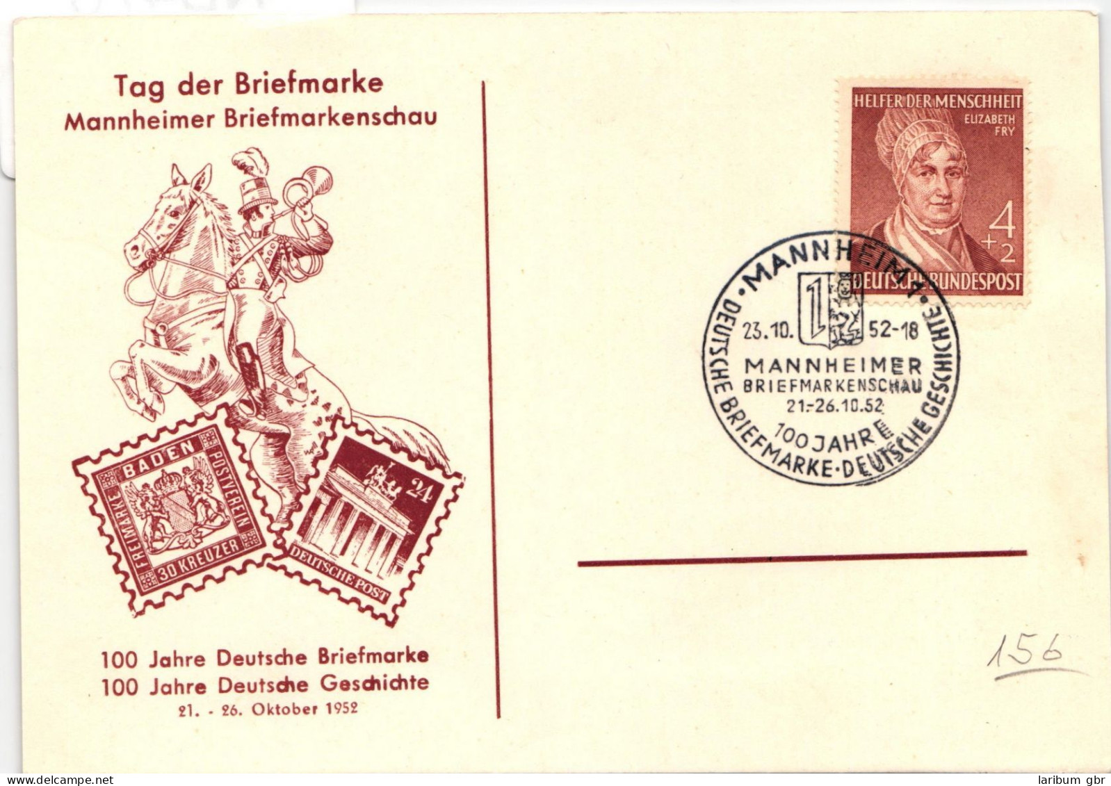 BRD Bund 156 Auf Postkarte Tag Der Briefmarke #NB476 - Sonstige & Ohne Zuordnung