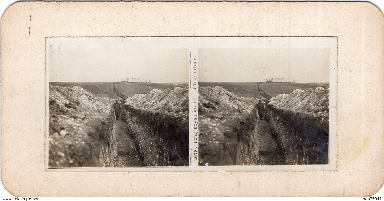 Photo Stéreoscopique , Long Boyau Et Fil Téléphonique - 1914-18