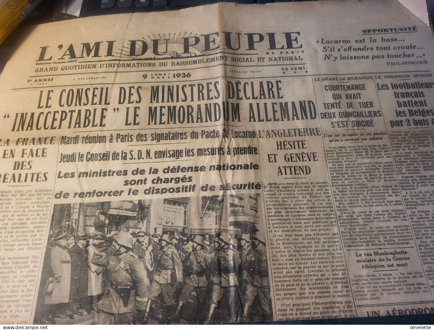 AMI PEUPLE 36 /MEMORANDUM ALLEMAND INNACEPTABLE/MONTARGIS SUICIDE /CHANCEL  PAS DE L OIE /ENTHOUSIASME EN ALLEMAGNE - Otros & Sin Clasificación