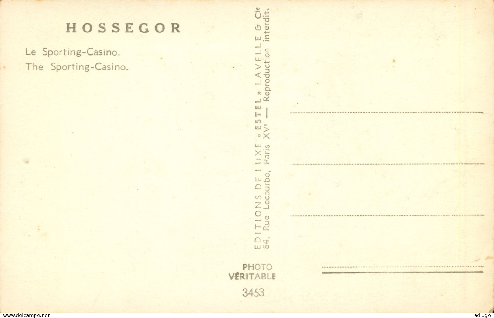 CPSM-40- HOSSEGOR - Le Sporting-Casino  Edit. Estel N° 3453 *2 Scans - Hossegor