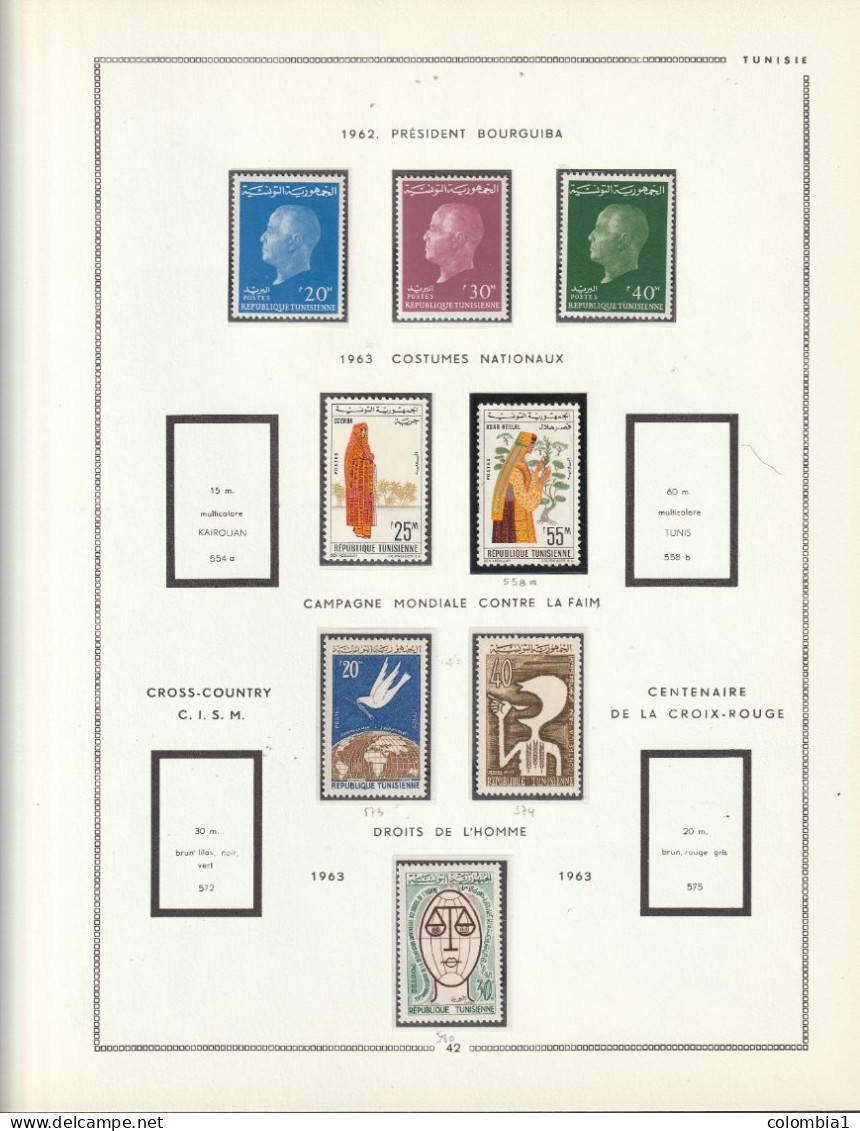 TUNISIE Collection  1955 à 1970  Neufs ** et Ob (voir description)