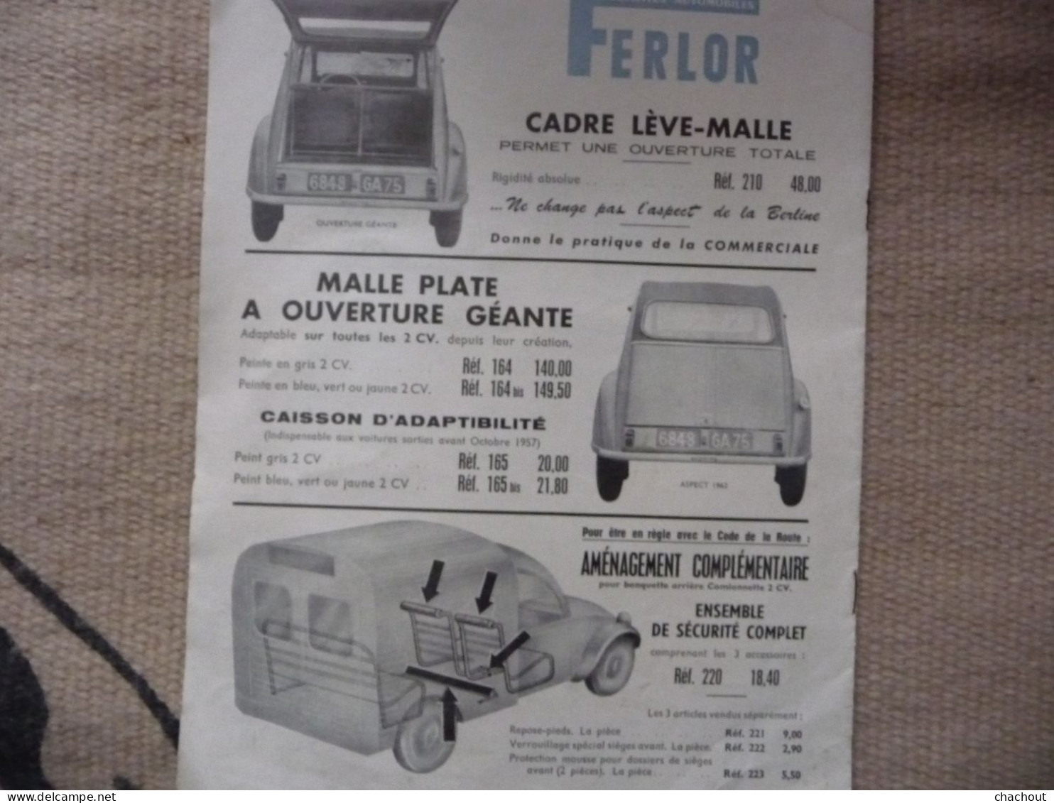 Livret 2CV Tarif 1961 Capotes Sièges Malles Et Accessoires - 1950 - ...