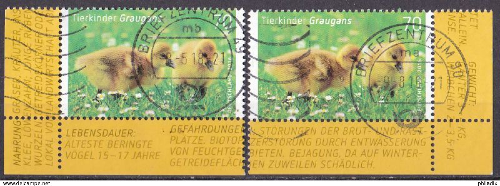 BRD 2016 Mi. Nr. 3218 Linker + Rechter Eckrand Eckrand Vollstempel O/used (BRD1-1) - Used Stamps