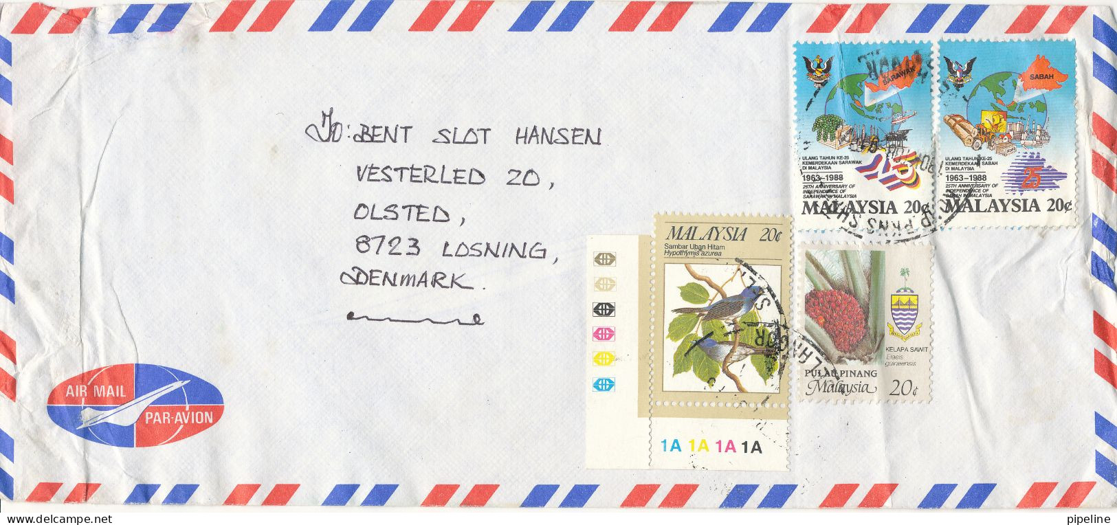 Malaysia Cover Sent Air Mail To Denmark 1991 With More Topic Stamps - Malaysia (1964-...)