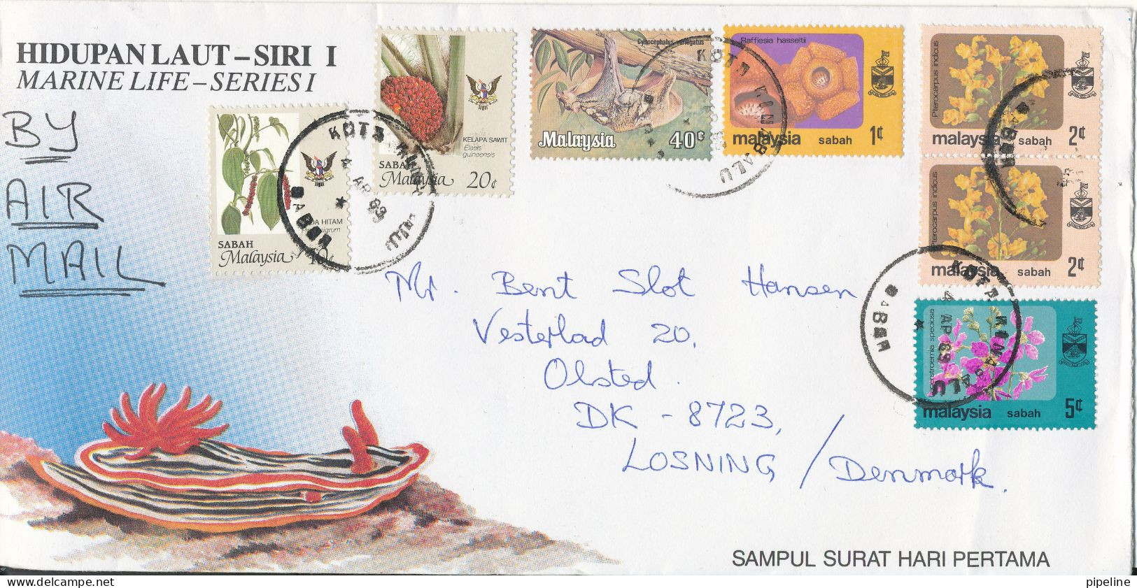 Malaysia Cover Sent Air Mail To Denmark 4-4-1989 With More Topic Stamps - Maleisië (1964-...)