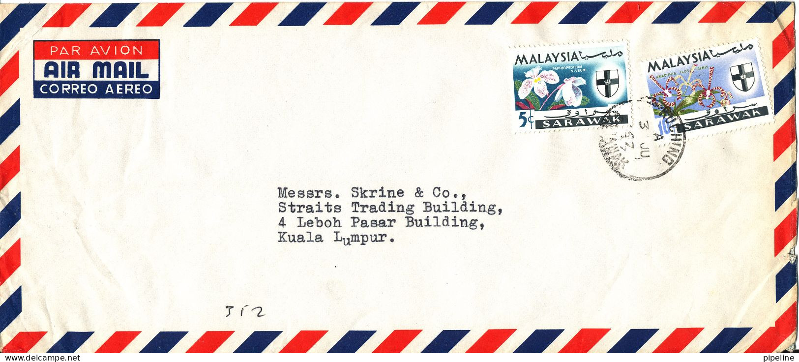 Malaysia Sarawak Air Mail Cover Sent To Kuala Lumpur Kuching 3-6-1967 - Maleisië (1964-...)