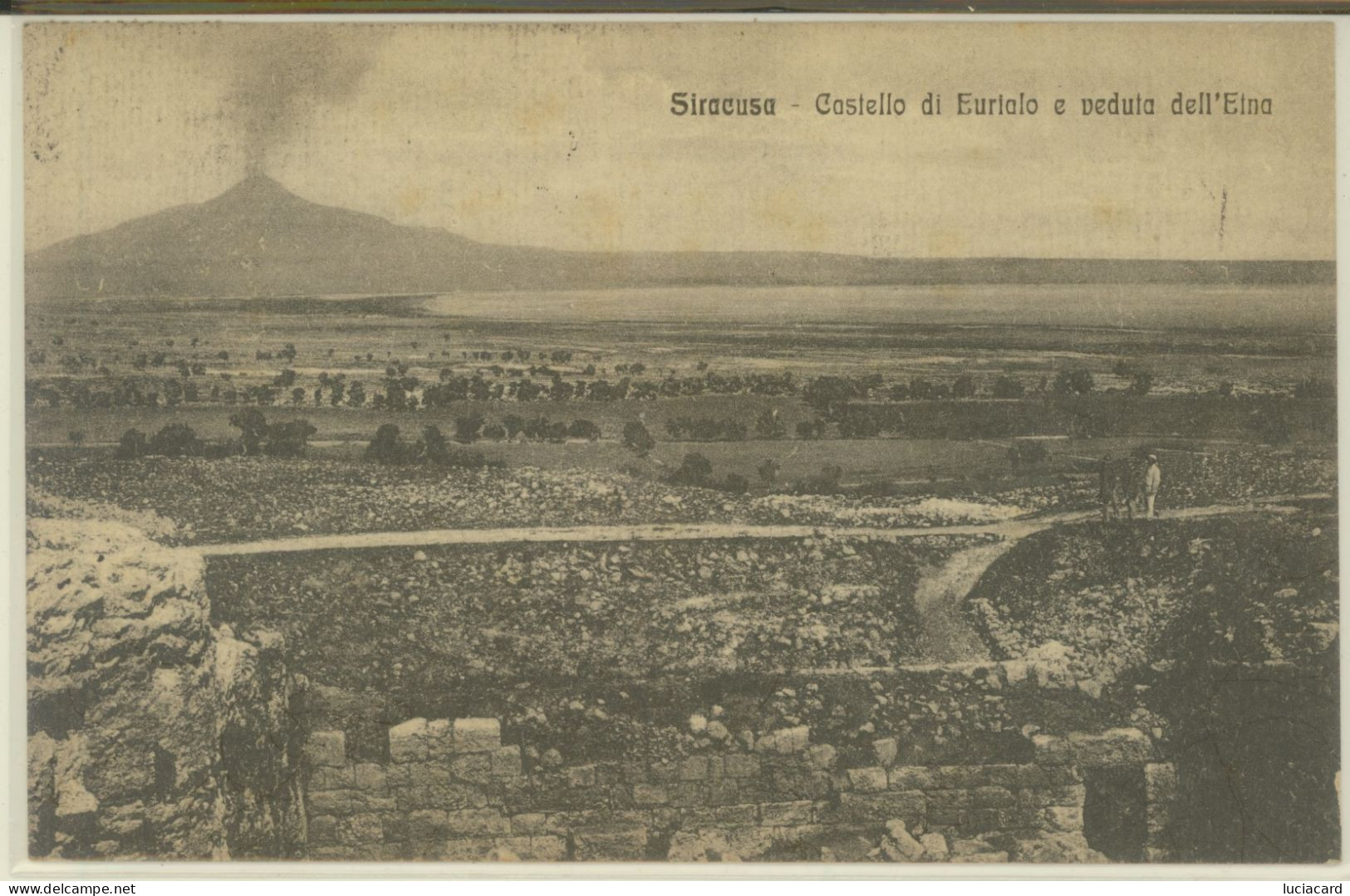 SIRACUSA -CASTELLO DI EURIALO E VEDUTA DELL'ETNA 1909 - Siracusa