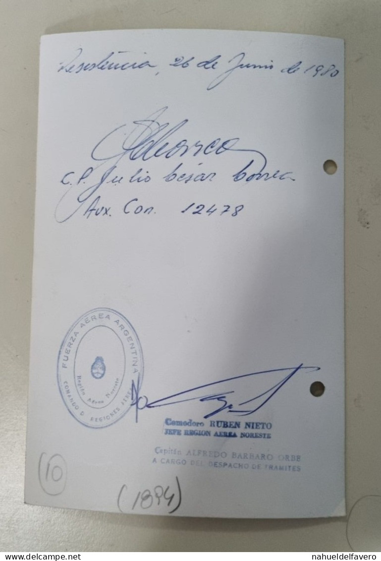 PH - Ph Original - 11,5 X 17.5 Cm - FUERZA AEREA ARGENTINA - FOTO PERFIL OFICIAL Y FIRMA CABO PRINCIPAL - 1980 - Guerra, Militares