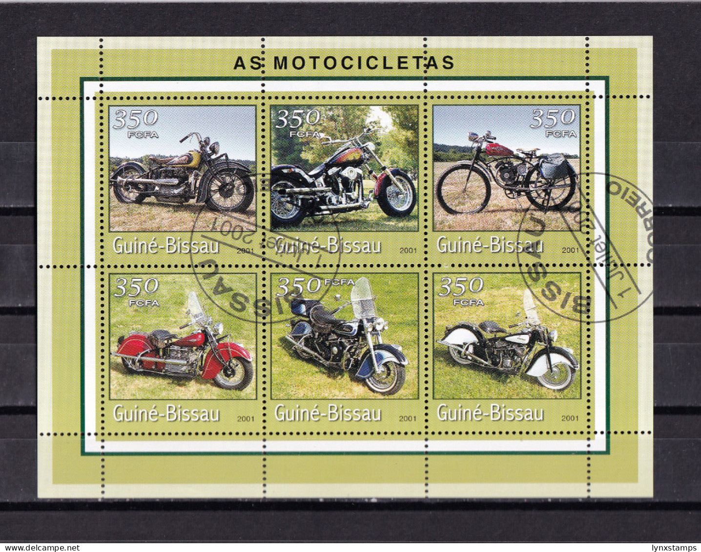 LI07 Guinea-Bissau 2001 Motorcyles Used Souvenir Sheet - Motos