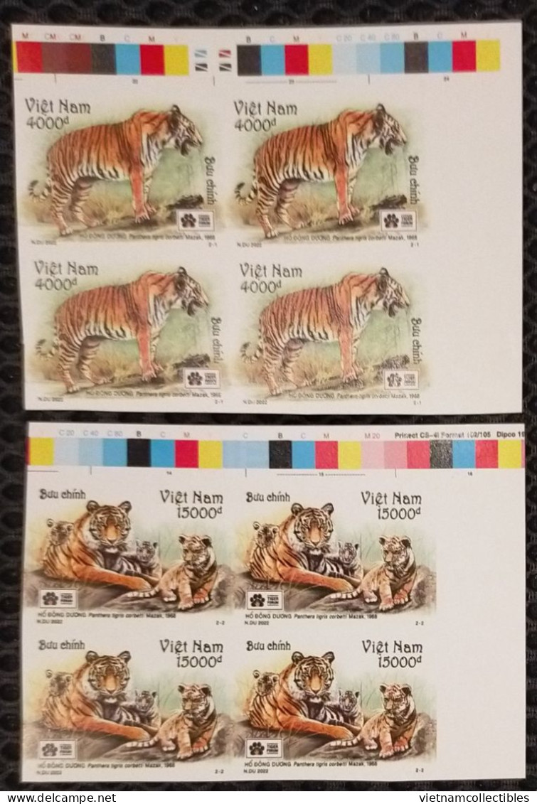 Blocks 4 Of Vietnam Viet Nam MNH Imperf Stamps 2022 : Indochinese Tiger Panthera Tigris / Big Cat (Ms1162) - Vietnam