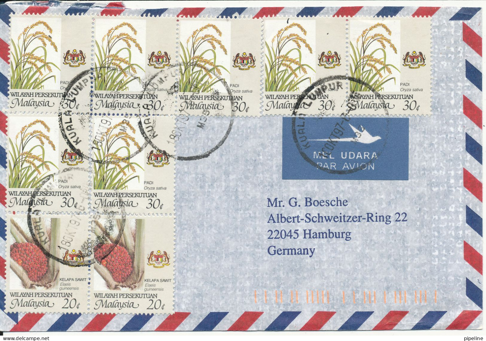 Malaysia Wilayah Persekutuan Air Mail Cover Sent To Germany 18-10-1997 - Maleisië (1964-...)