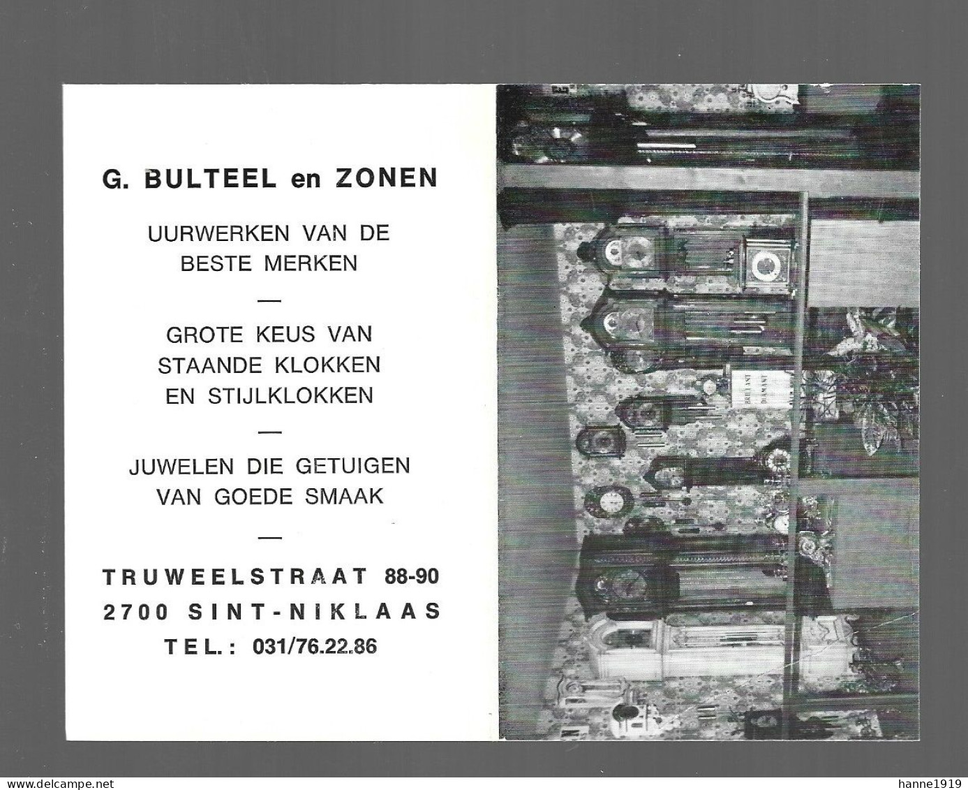 Sint Niklaas Truweelstraat Juwelier G. Bulteel & Zonen Kalender 1977 Calendrier Htje - Klein Formaat: 1971-80