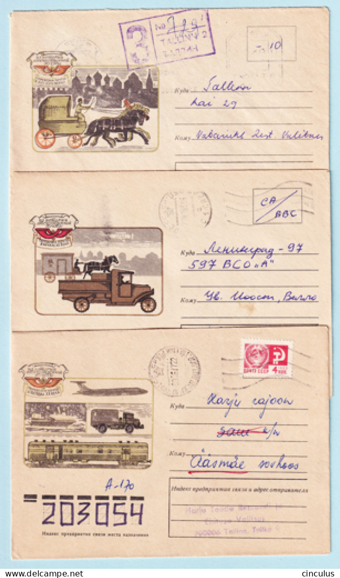 USSR 1975.0220. History Of Postal Transport. Used Covers (3) - 1970-79