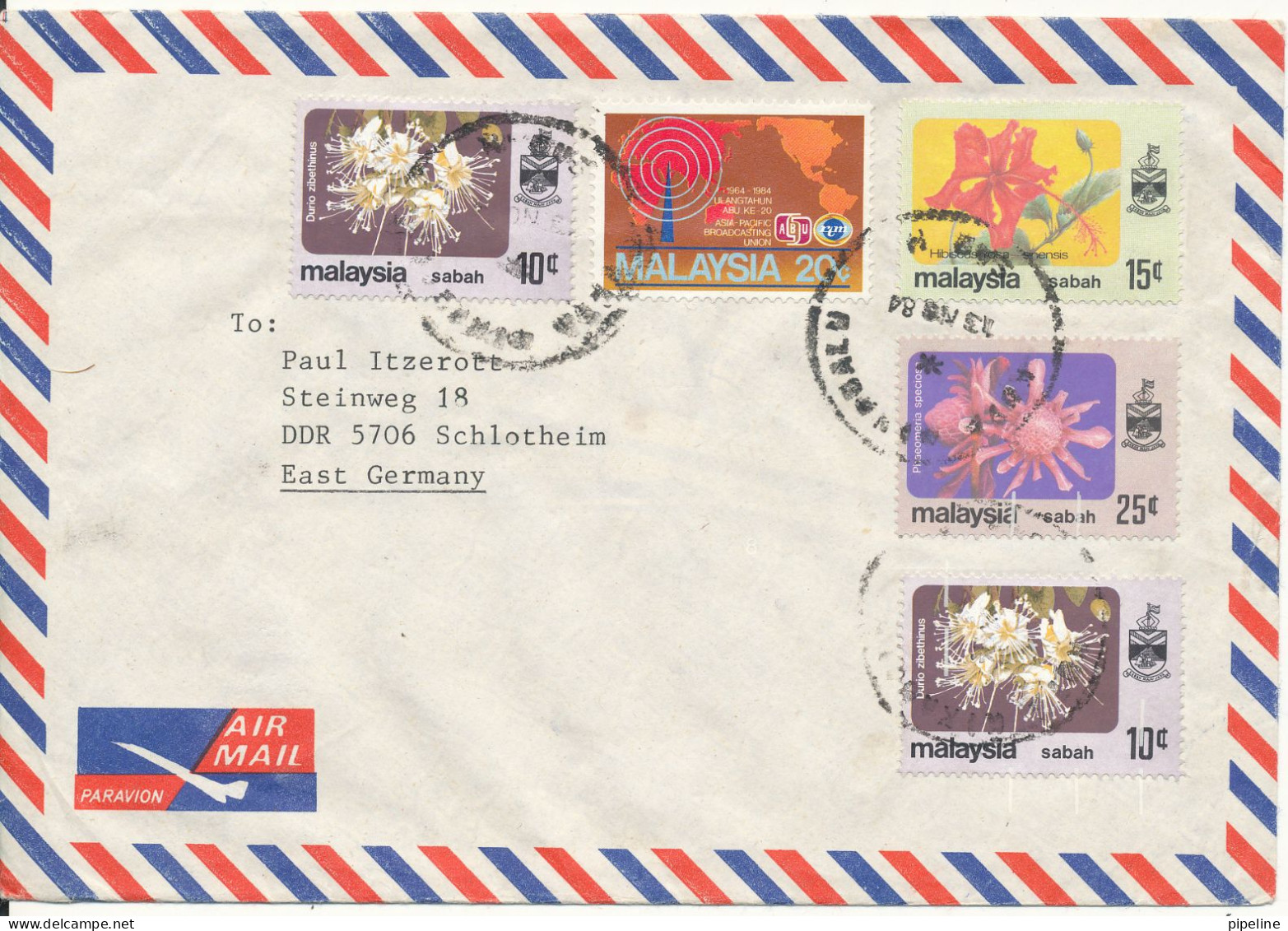 Malaysia Air Mail Cover Sent To Germany DDR 13-11-1984 Topic Stamps - Maleisië (1964-...)