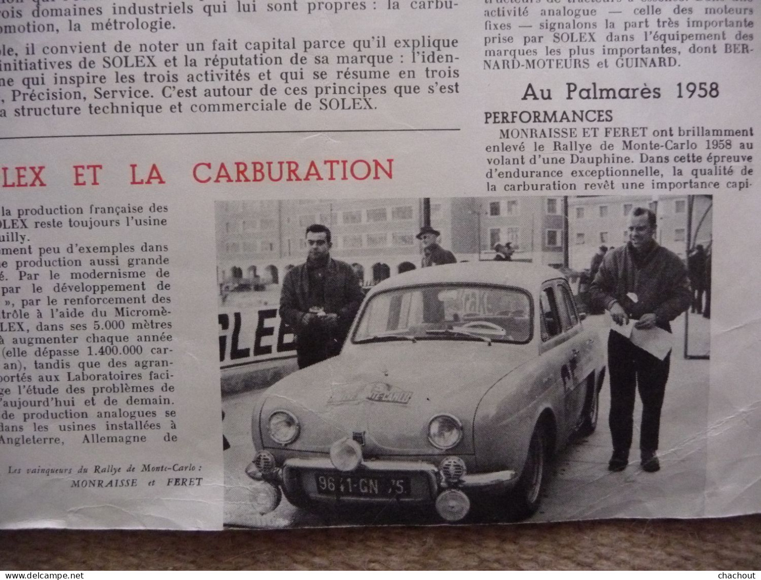 PUBLICITÉ 1959 QUI PENSE CARBURATION PENSE SOLEX - VELOSOLEX - 1950 - ...