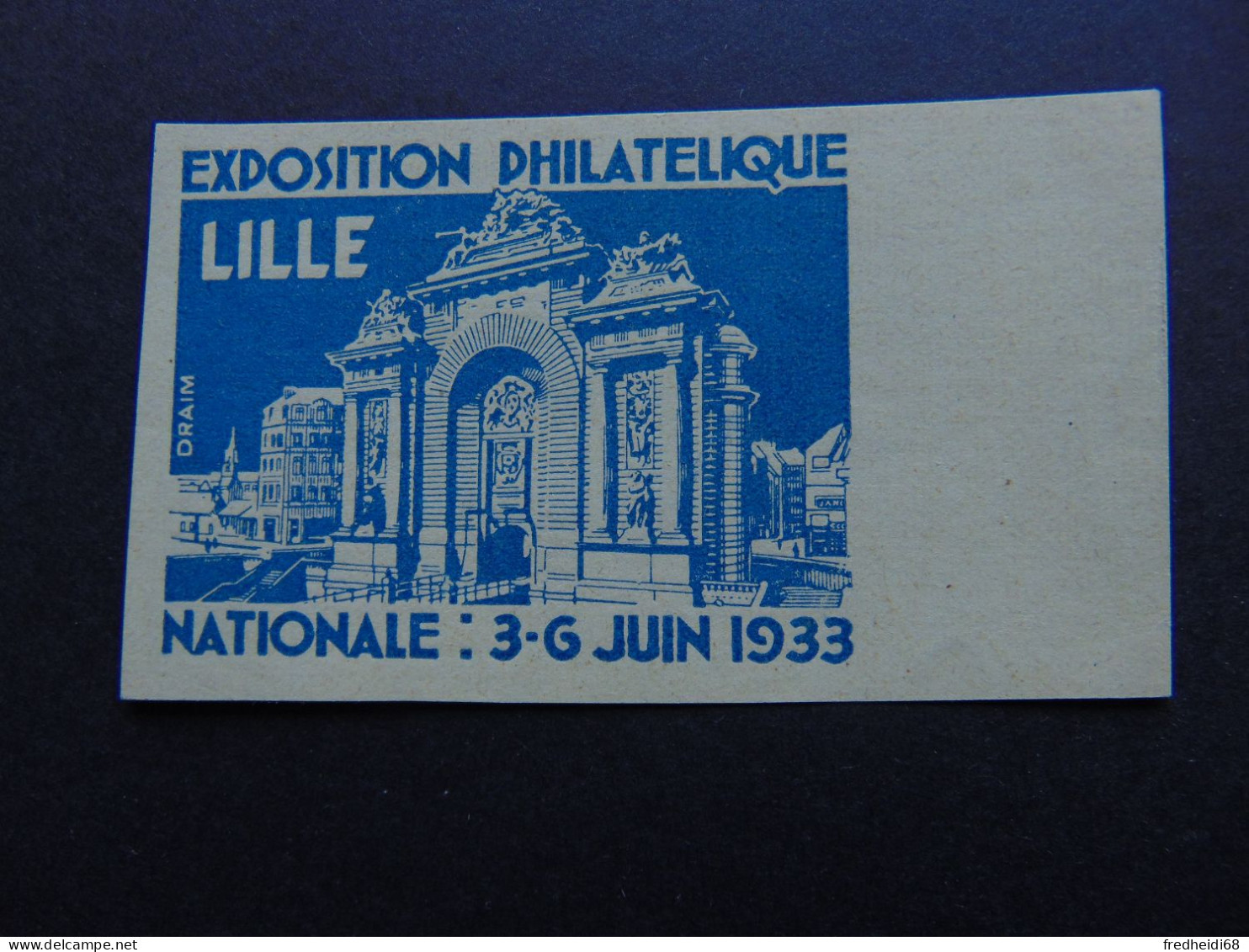 Belle Vignette émise Par Draim Pour L'exposition Philatélique De Lille De 1933 - Filatelistische Tentoonstellingen