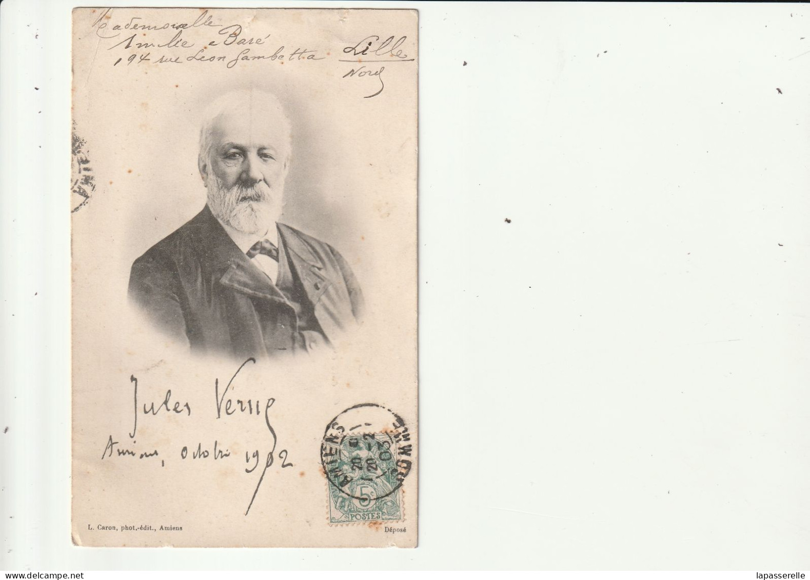 Portrait De Jules Verne 1902 - Carte Précurseur - Escritores