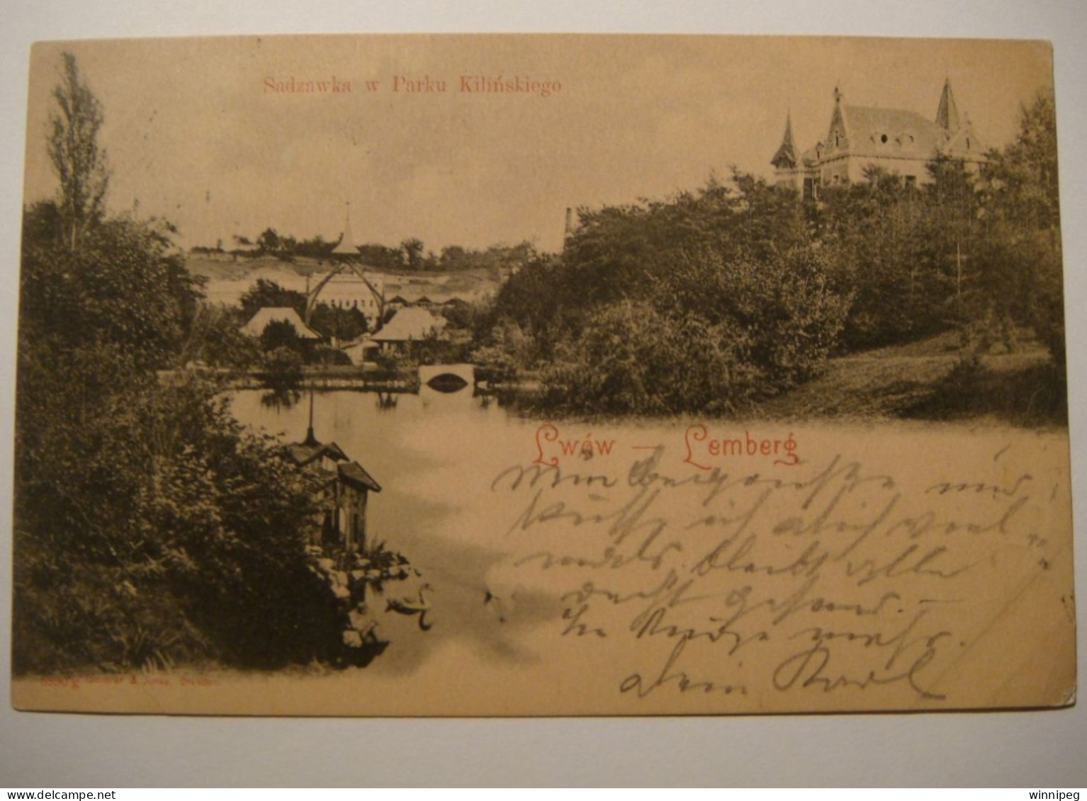 Lwow.Lemberg.Sadzawka W Parku Kilinskiego.Rommler & Jonas  6800g.1900.Poland.Ukraine. - Ucrania