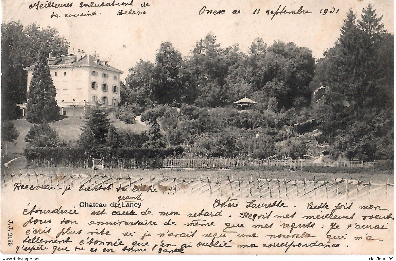 Château De Lancy / C. Précurseur, Obit. Onex 12.IX.1902 / Vue Disparue Aujourd'hui - Lancy