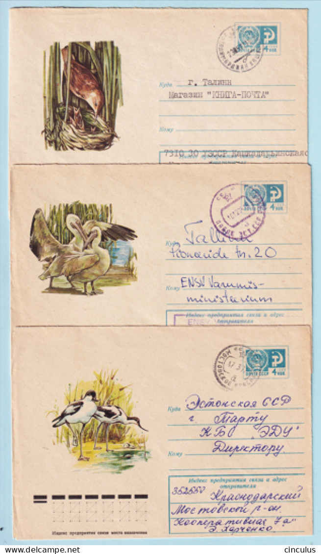 USSR 1975.0414-0529. Birds. Prestamped Covers (3), Used - 1970-79