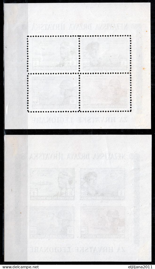 ⁕ Croatia NDH 1943 WW II ⁕ Croatian Legion Regiment Wehrmacht Army Soldier Aircraft Ship Mi.111-114 ⁕ MNH Block 5 A+B - Croatie