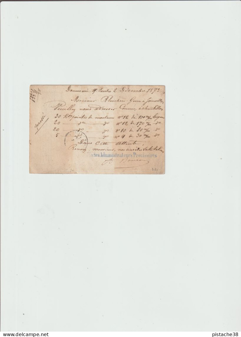 EMISSION De BORDEAUX, Carte Postale à 15c Oblitéré GC Adressée à Ms. BLANCHARD Quincailler à JOINVILLE (52) - 1871-1875 Cérès