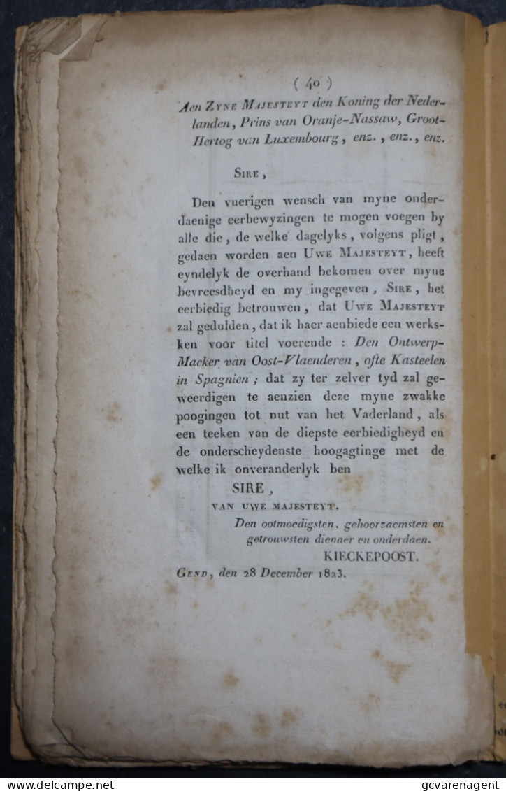 ZELDZAAM - DEN ONTWERP MAEKER VAN OOST-VLAANDEREN OFTE KASTEELEN IN SPAGNIEN  1824 ZIE BESCHRIJF EN AFBEELDINGEN