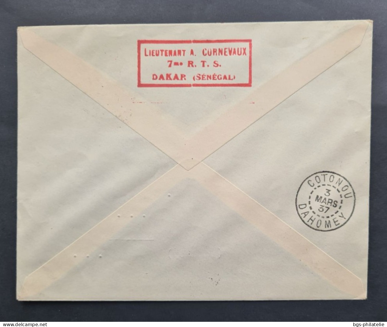 SÉNÉGAL,  Timbres Numéros PA2 Et PA3 Sur Lettre Avec Griffe Aéromaritime Cote Occidentale D'Afrique 1er Voyage Mars 1937 - Lettres & Documents